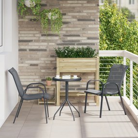 Conjunto Bistro de Jardim de 3 Peças Cinza Textilene e Aço