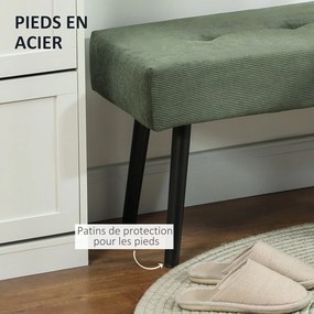 Banco de Fim de Cama, 100 x 36 x 45 cm, Assento Acolchoado, Verde