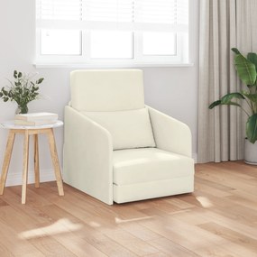 vidaXL Sofá Cama de Piso 2-em-1 Creme 65x80x83 cm Veludo