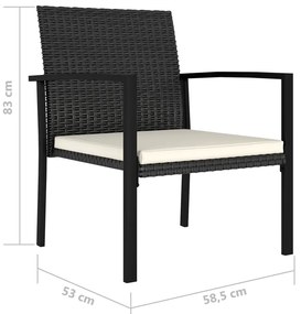 Cadeiras de jantar para jardim 2 pcs vime PE preto