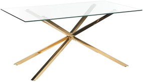 Mesa de jantar com vidro temperado e pernas douradas 160 x 90 cm CORA Beliani