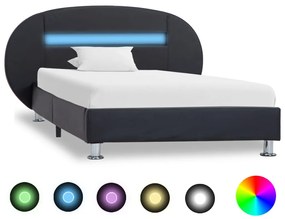 Estrutura de cama c/ LEDs 90x200 cm couro artificial preto