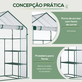 Estufa de Jardim Estufa de Terraço com 4 Prateleiras 1 Porta com Fecho