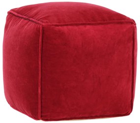 vidaXL Pufe em veludo de algodão 40x40x40 cm vermelho rubi