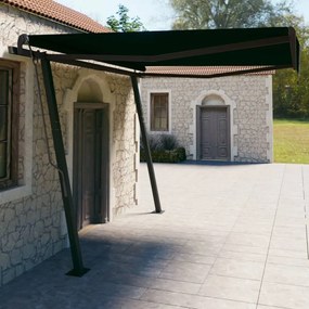 Toldo retrátil automático com postes 4x3 m antracite