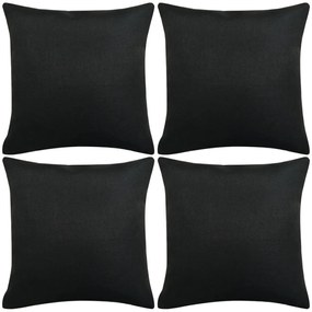 vidaXL Capas almofada 4 pcs aspeto linho preto 80x80 cm