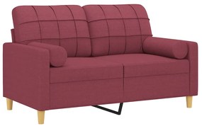 Sofá 2 lug. + almofadas decorativas 120cm tecido vermelho tinto