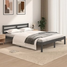 vidaXL Estrutura de cama pequena casal 120x190 cm pinho maciço cinza