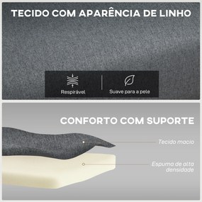 Sofá Cama Individual Dobrável com Encosto Ajustável em 5 Níveis Almofada e Estofado de Linho Sintético 75x70x75 cm Cinzento