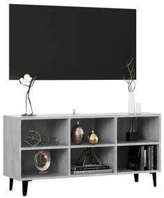 Móvel de TV com pernas em metal 103,5x30x50 cm cinzento cimento