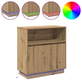 Aparador com LED Carvalho Artesanal 71x34,5x75 cm Madeira de Engenhari