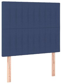 Cabeceira de cama c/ LED tecido 90x5x118/128cm azul