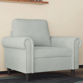 Poltrona 60 cm veludo cinzento-claro