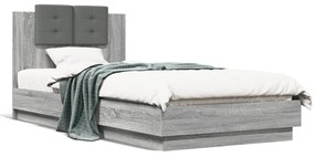 vidaXL Estrutura de cama c/ cabeceira derivados madeira cinza sonoma