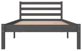 Estrutura de cama solteiro 90x190 cm pinho maciço cinzento