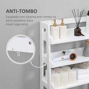 Prateleiras sobre Sanita Prateleiras de Armazenamento para Casa de Banho Lavanderia Estilo Moderno Anti-Tombo 63,5x28x156,2cm Branco
