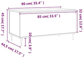 Mesa de centro 90x44,5x45 cm derivados madeira carvalho fumado