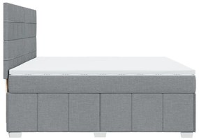 Cama com molas/colchão 200x200 cm tecido cinza-claro