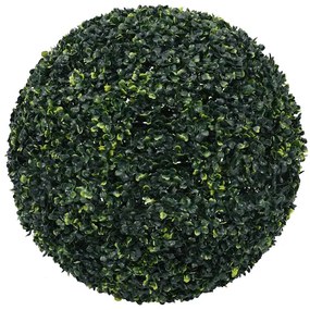 Bolas artificiais de buxo com luzes LED 2 pcs verde 52 cm