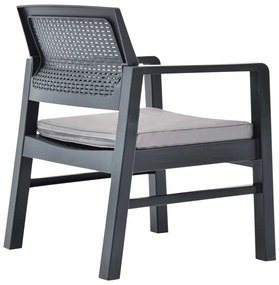Conjunto lounge para jardim 3 pcs plástico antracite