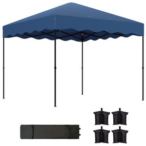 Tenda Dobrável Pop UP Tenda 3x3 m Tenda para Eventos com 4 x Sacos de areia e com Proteção UV50+ Altura Ajustável e Bolsa de Transporte Azul