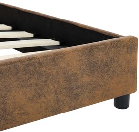 Estrutura de cama 140x200 cm camurça artificial castanho