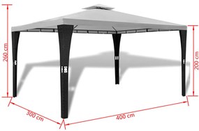 Gazebo com telhado 3 x 4 m branco creme