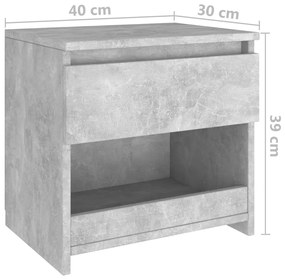 Mesas de cabeceira 2 pcs 40x30x39 cm contrapl. cinzento cimento