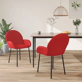 vidaXL Cadeiras de jantar 2 pcs couro artificial vermelho-tinto