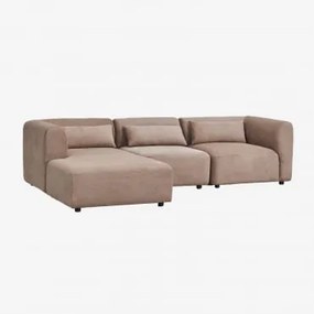 Sofá Modular Chaise Longue Esquerdo De 3 Peças Fogler Bombazina Castanho Camel - Sklum
