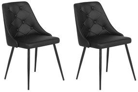 Conjunto de 2 cadeiras em pele sintética preta VALERIE Beliani
