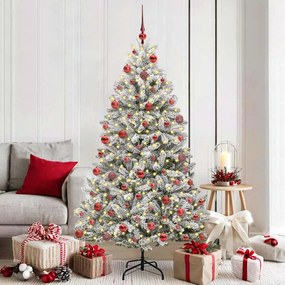 vidaXL Árvore de Natal Artificial Verde e Branco 180 cm PVC e Metal