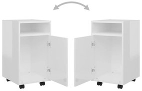 Móvel de apoio com rodas 33x38x60 cm contrapl. branco brilhante