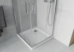 Mexen Rio cabine de duche quadrada 80 x 80 cm, transparente, cromada + base de duche Flat, branca - 860-080-080-01-00-4010