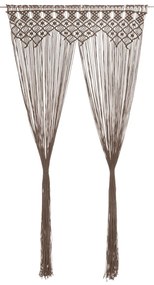 Cortina em macramé 140x240 cm algodão cinzento-acastanhado