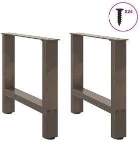 Pés para mesa de centro em aço natural, 2 peças, 60x (42-43) cm, aço