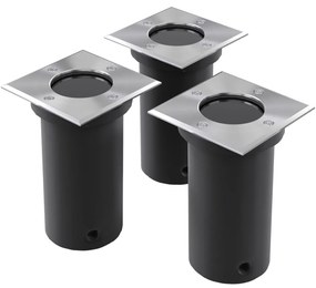 vidaXL Iluminação de chão para exterior 3 pcs quadrado