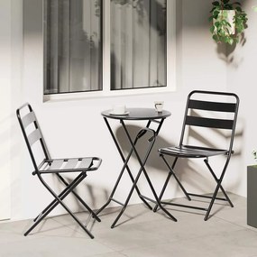 vidaXL Conjunto Bistro de 3 Peças Aço Antracite