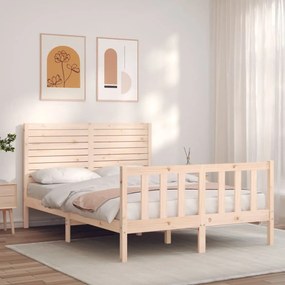 3193181 vidaXL Estrutura de cama de casal com cabeceira madeira maciça
