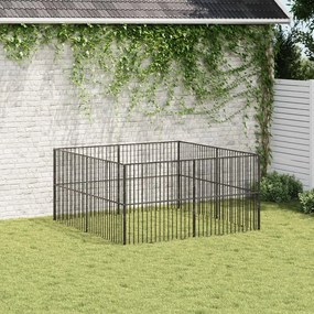 Parque para cães com 8 painéis aço galvanizado preto