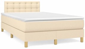 vidaXL Cama boxspring com colchão 120x190 cm tecido cor creme