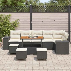 Conjunto de Sofá de Jardim vidaXL com Almofadas de 10 Peças Rattan Pol