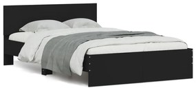 vidaXL Estrutura de cama com cabeceira e luzes LED 135x190 cm preto