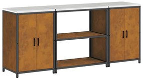 Conjunto de Armazenamento de Cozinha 3 pcs Ferro Enferrujado