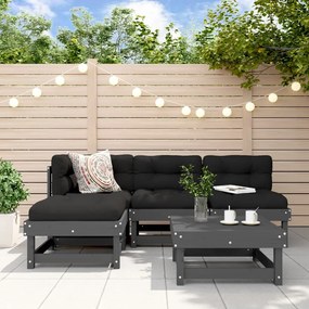 5 pcs conj. lounge de jardim madeira de pinho maciça cinzento