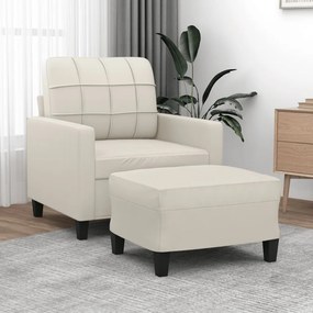 vidaXL Poltrona com apoio de pés couro artificial 60 cm cor creme