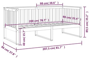 Sofá-cama sem colchão 90x200 cm madeira de pinho maciça