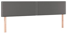 Cama box spring c/ colchão/LED 120x190cm couro artificial cinza