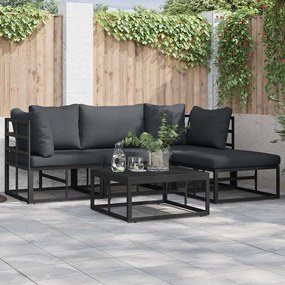 vidaXL Conjunto de Sofá de Jardim 4 pcs Preto 213 x 141.5 x 71 cm