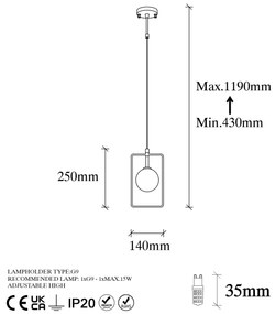 Chandelier Geometri – Preto e Branco – 14 x 12 cm